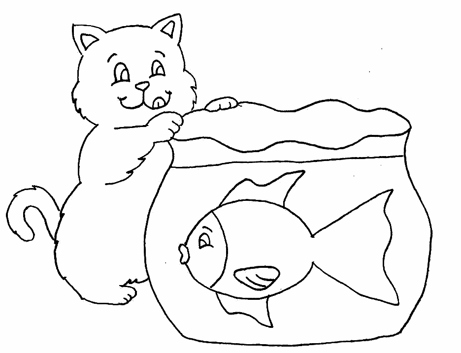Fish Bowl Coloring Page | Hagio Graphic