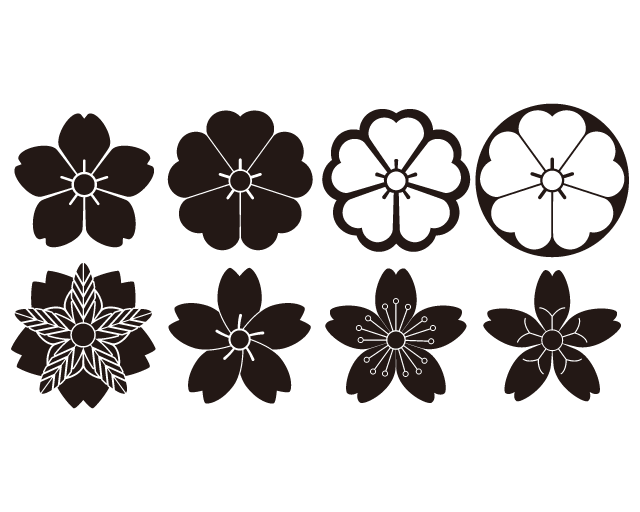 SAKURA KAMON2 (family crest for Japanese cherry) | Japan Vector ...