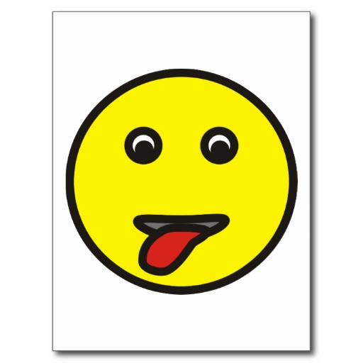 smilie stuck out tongue sticking tongue out postcard from Zazzle.