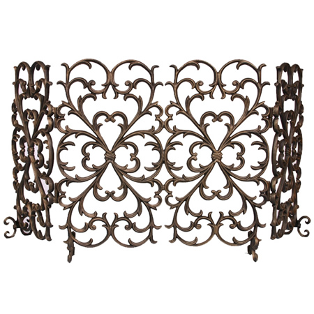 Cast-Iron Scrollwork Fireplace Screen 4-Panel | WoodlandDirect.com ...