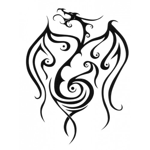 Black Tribal Dragon Tattoo