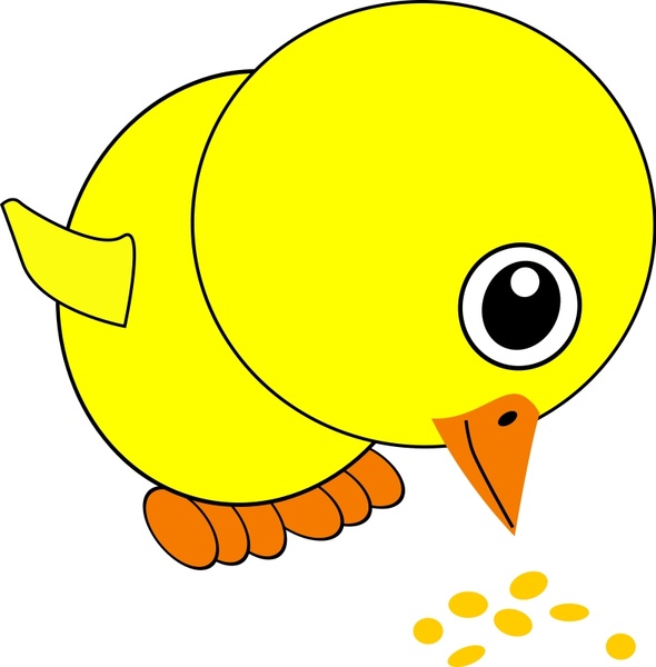 Funny Chick Eating Bird Seed Cartoon Free vector in Open office ...