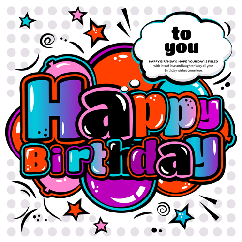 Cartoon styles happy birthday design vector 10 - Vector Cartoon ...