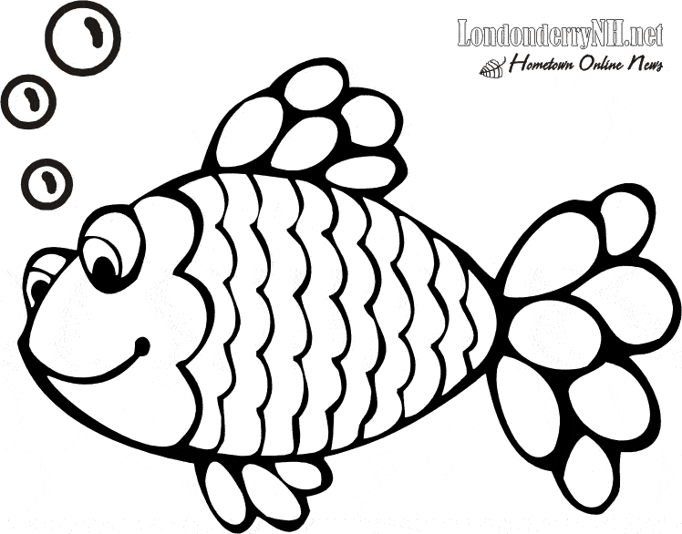 Rainbow fish clipart black and white