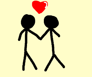 Cute stick-figure couple.