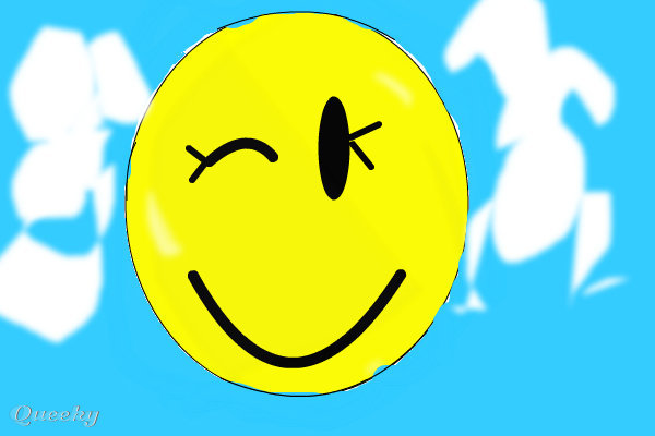 Smiley face winking ? a cartoons drawing by Emmakamerer . Queeky