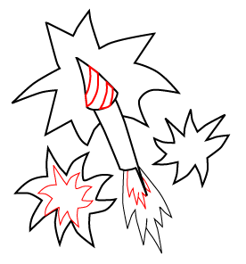 Cartoon Fireworks Drawing