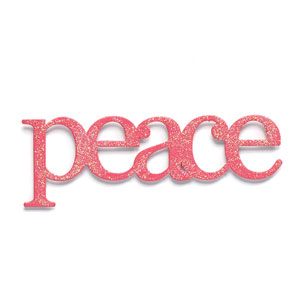 Peace Word Pink Glitter Magnet by Carol Roeda