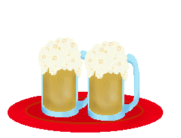 Oktoberfest Clip Art of two mugs of beer on a serving tray
