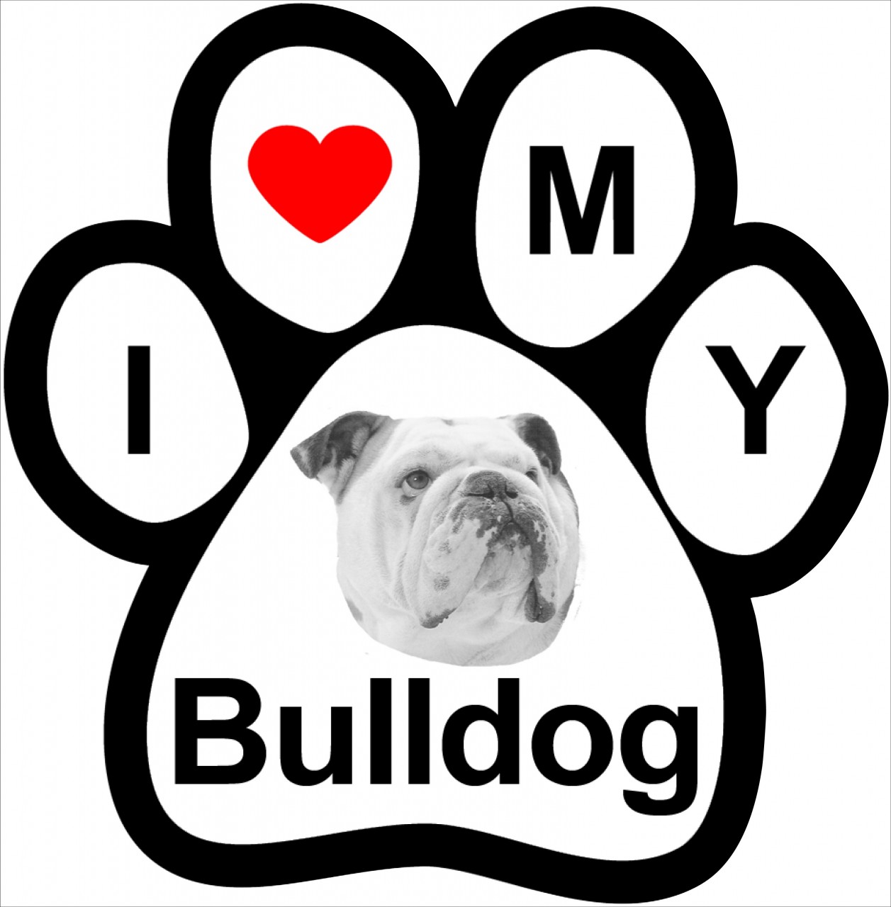 I Love My Bulldog Paw Print Magnet - Fundraising 4 Pets