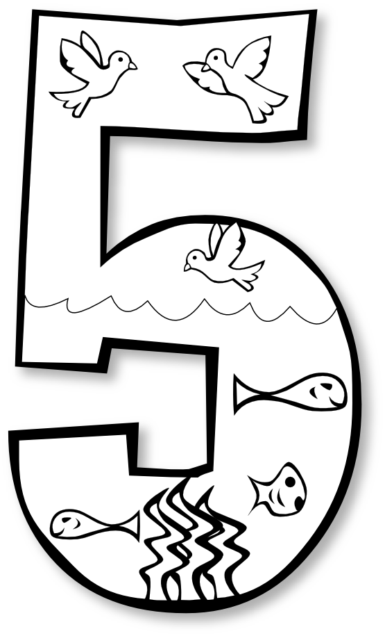 Clip Art: creation day number ge black white ...