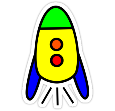 Cartoon Rocket Ship by Chillee Wilson" Stickers by ChilleeWilson ...