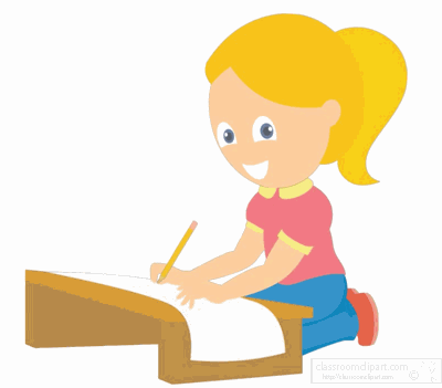 Education School Animated Clipart: girl-at-desk-writing-animated ...
