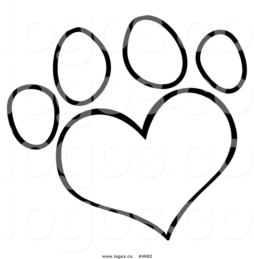 Dog paw print clipart free black and white