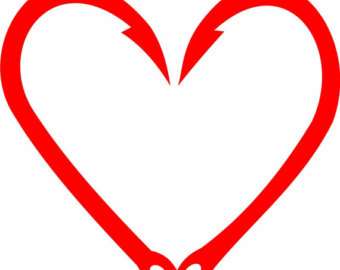 Fish hook heart clipart