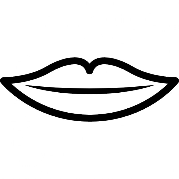 Black and white clipart outline lips