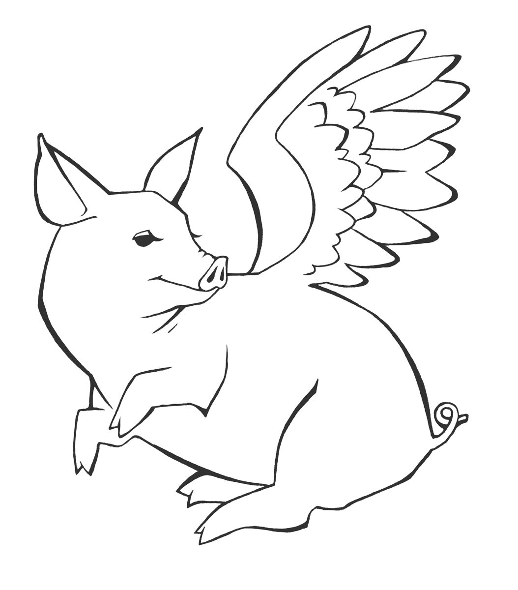 Animals For > Flying Pig Drawing