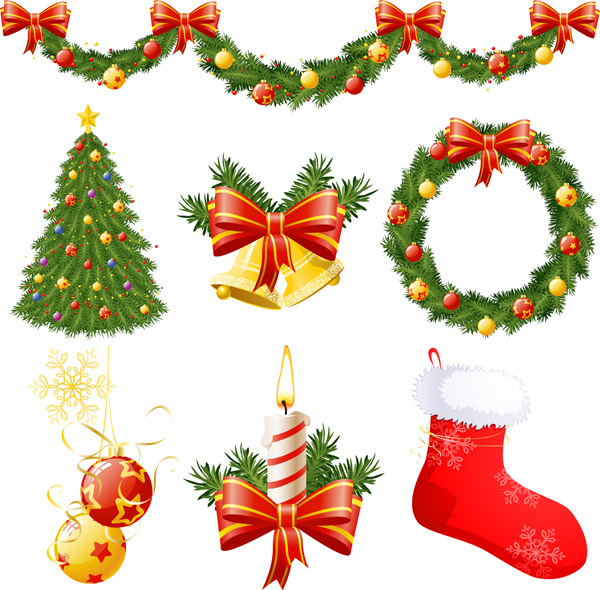 Christmas decorations vector Free Vector / 4Vector