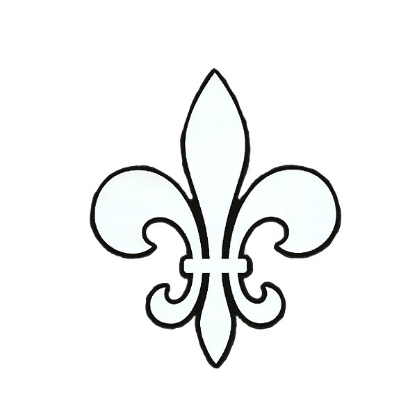 Fleur-de-Lis Vinyl Decal - White with Black Outline