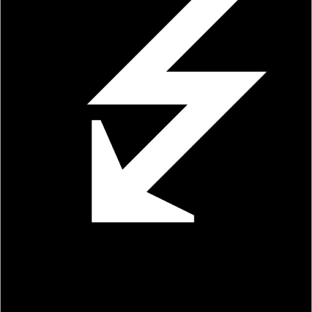 Lightning bolt in a black square, IOS 7 interface symbol Icons ...