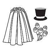 Outline wedding veil clipart