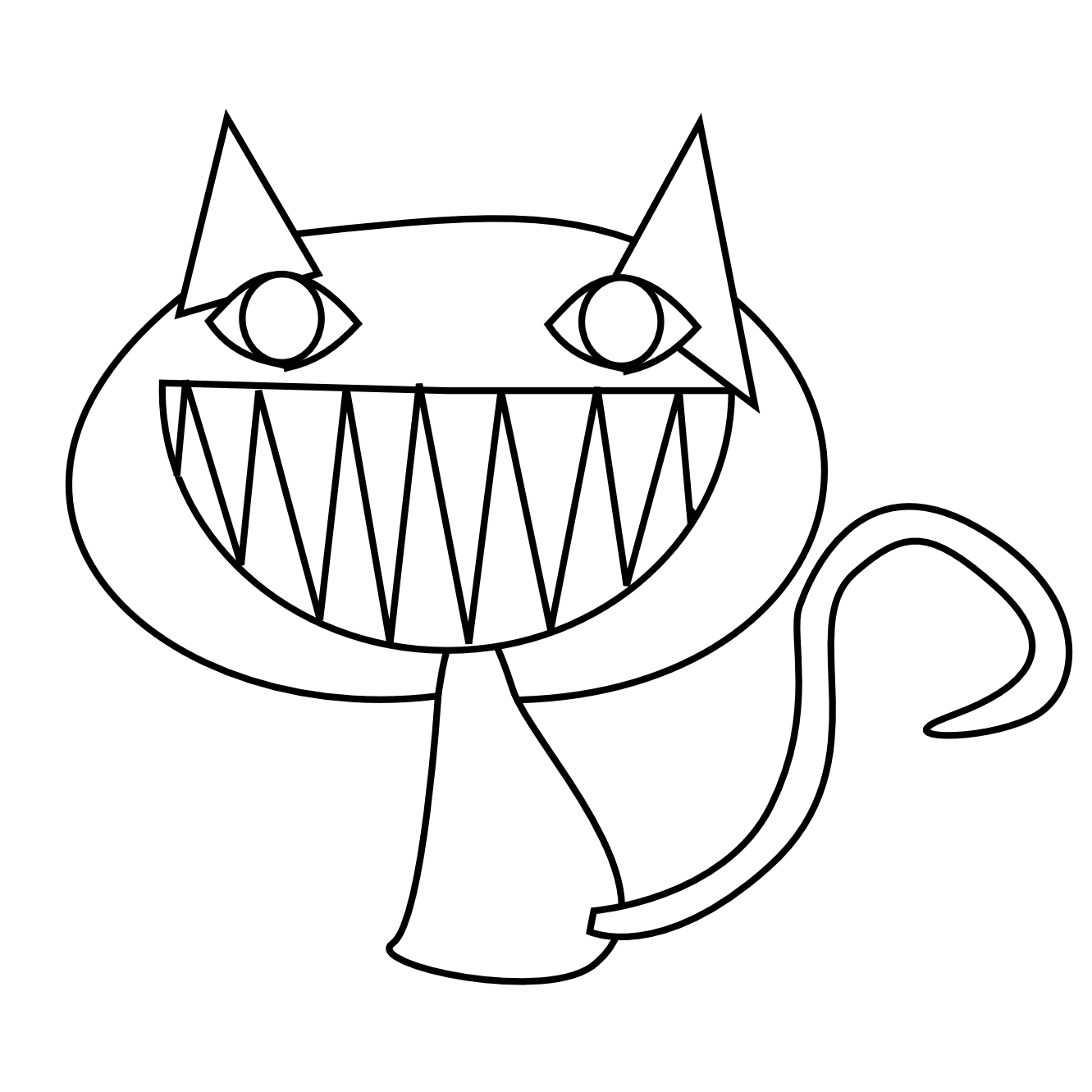 Cat Smile 3 Black White Line Art Scalable Vector Graphics SVG ...