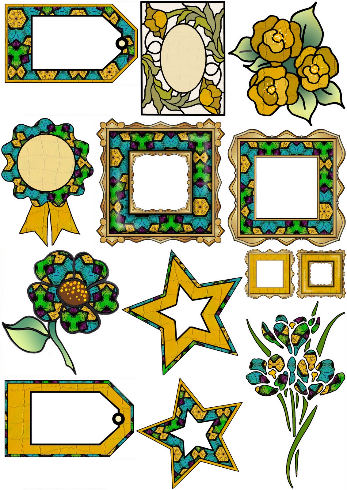 ArtbyJean - Paper Crafts: Set A37 - Turquoise and Golden Yellow ...