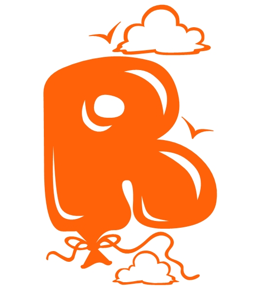 graffiti walls: Orange Graffiti Bubble Letters "R"