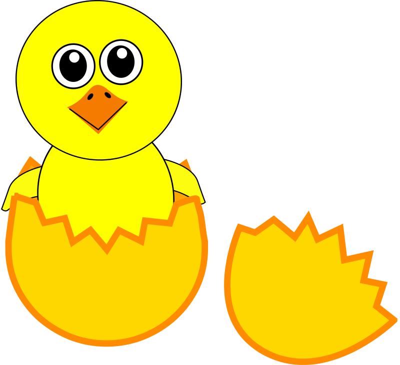 Clipart - Funny Chick Cartoon Newborn Coming Out from the Egg