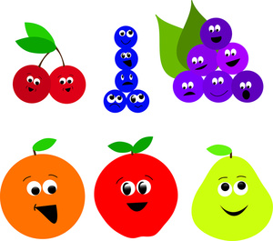 Fruit Clipart Image - Cartoon Fruit with Faces