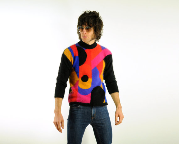 80s neon rainbow sweater 1980 new wave by CarnivalOfTheManiac
