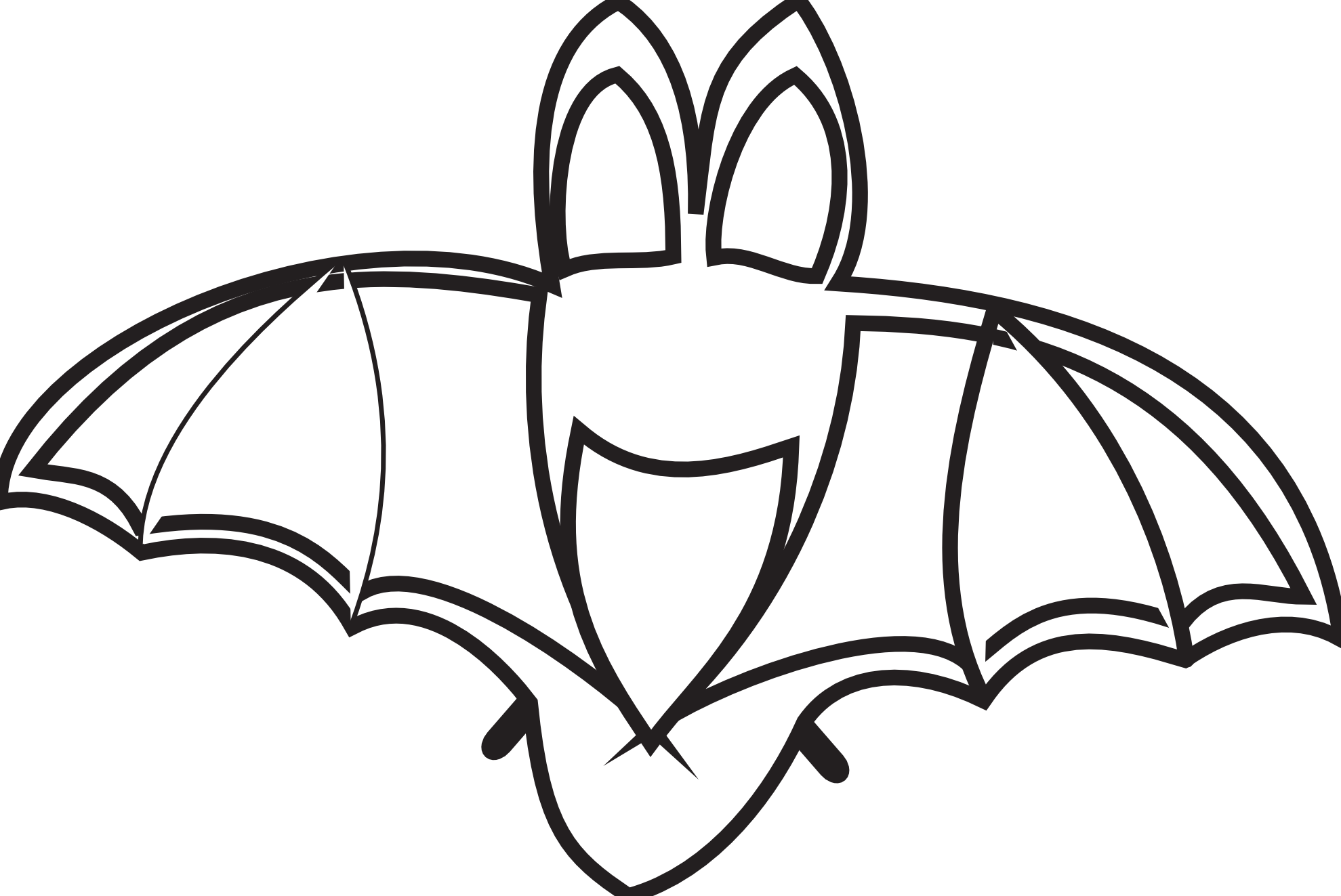 bat black white line art hunky dory SVG colouringbook.