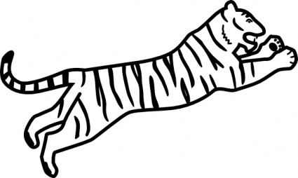Download Tiger Jumping Outline clip art Vector Free
