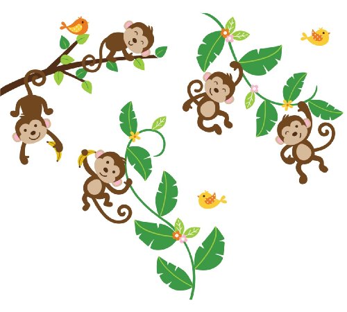 Monkey on vine clipart