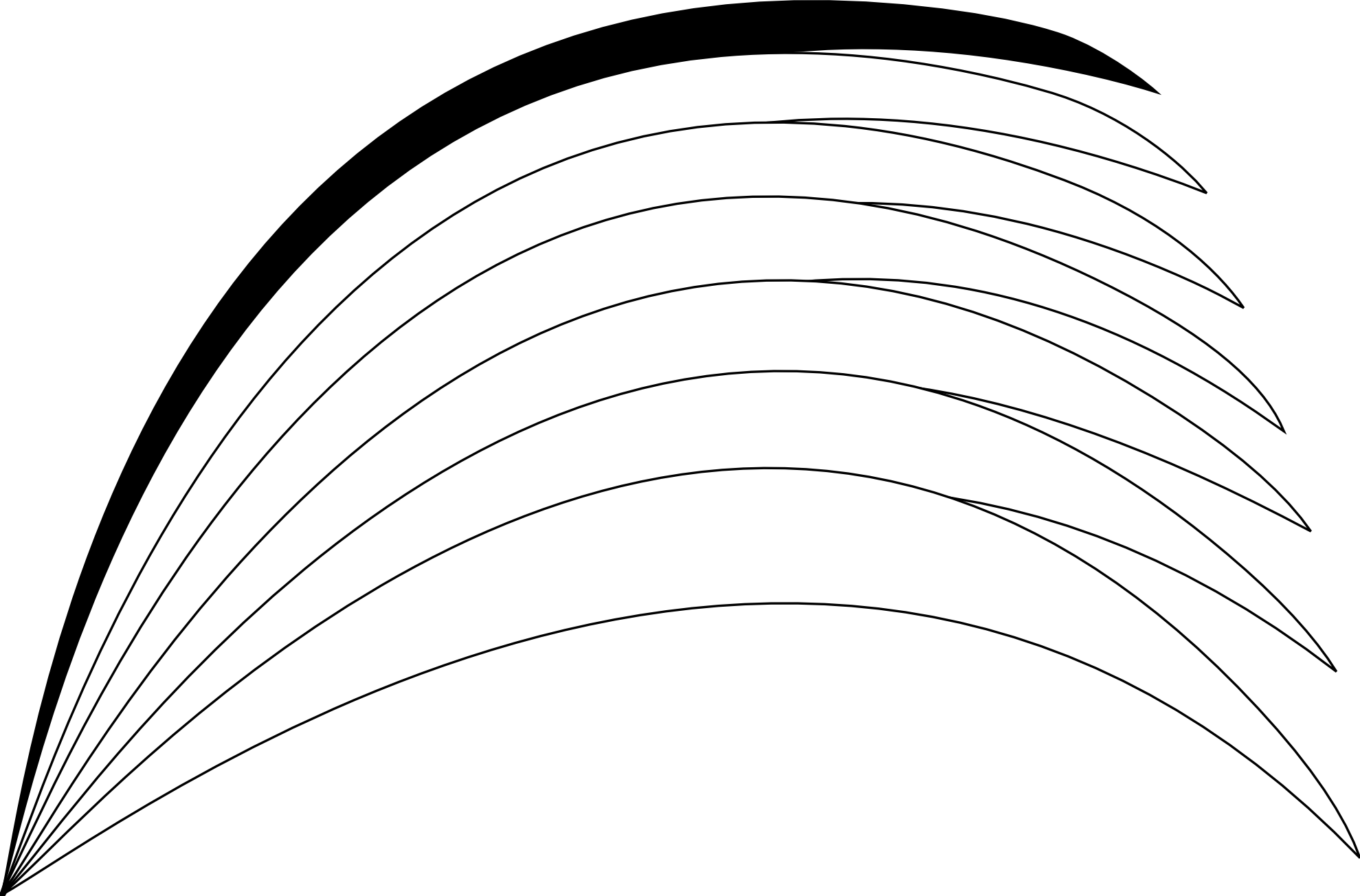 Rainbow black and white clipart outline