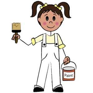 Painter Clipart Image - Little girl holding a can of paint and a ...