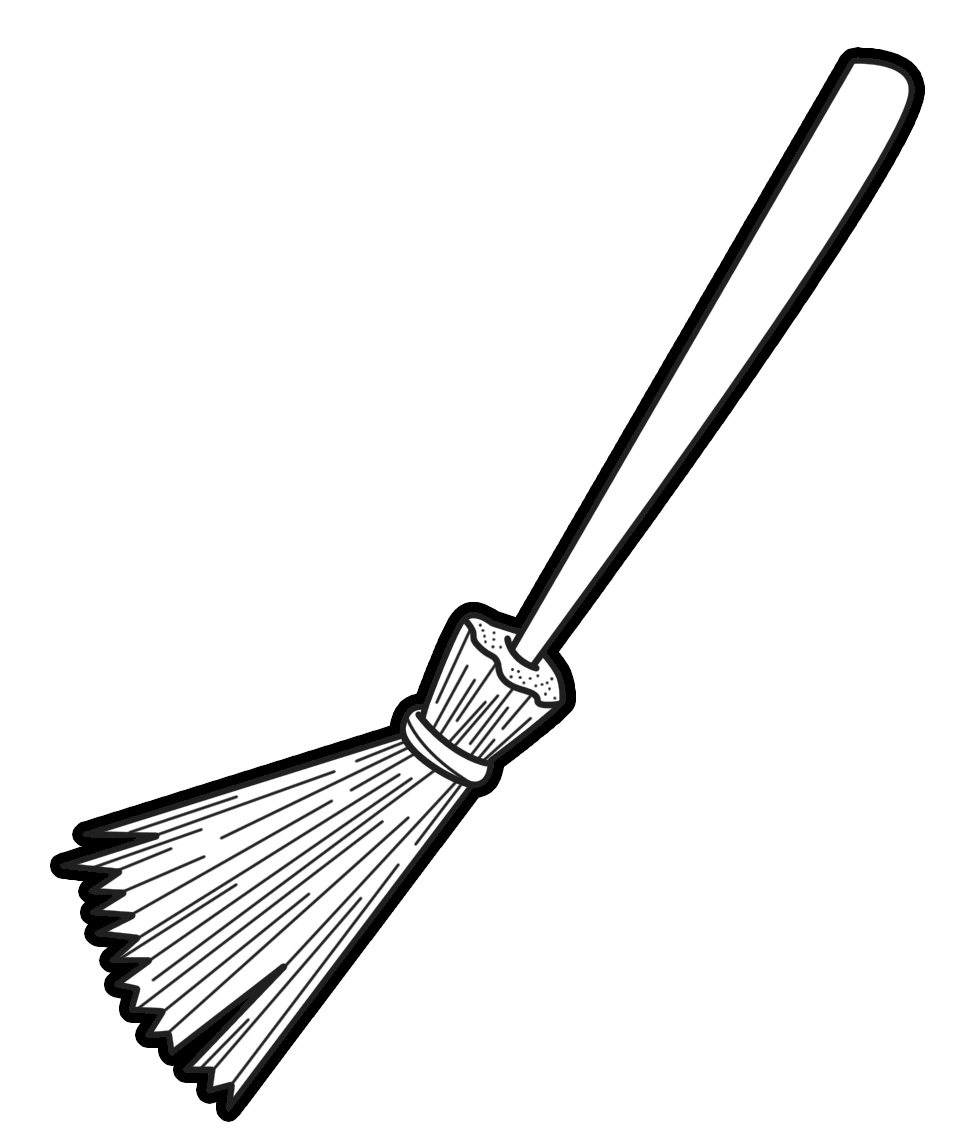 Witches broom clipart black and white