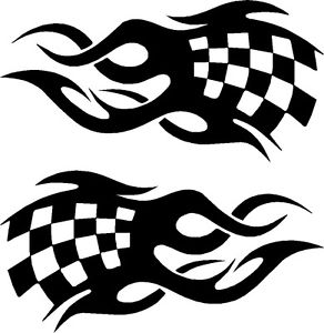 Checkered Flames Vinyl Car Decals Vehicle Stickers 20" x 10" | eBay