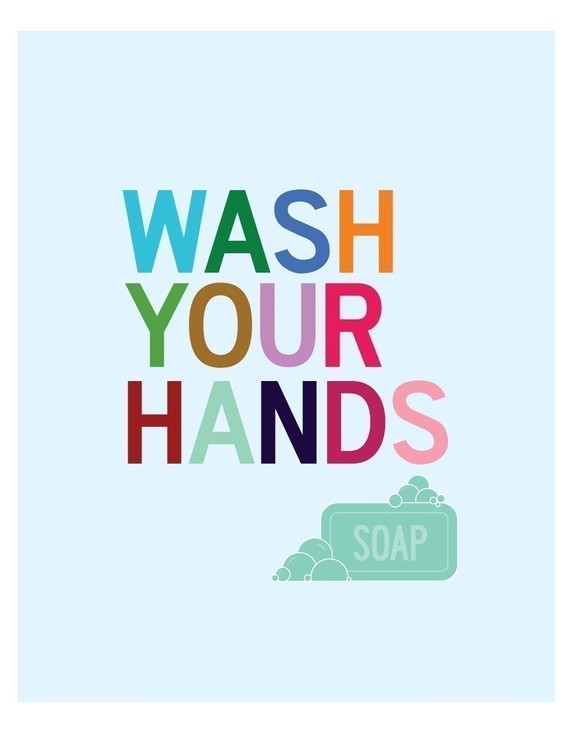 Wash Your Hands Bathroom Wall Art Print by ParadeAndCompany