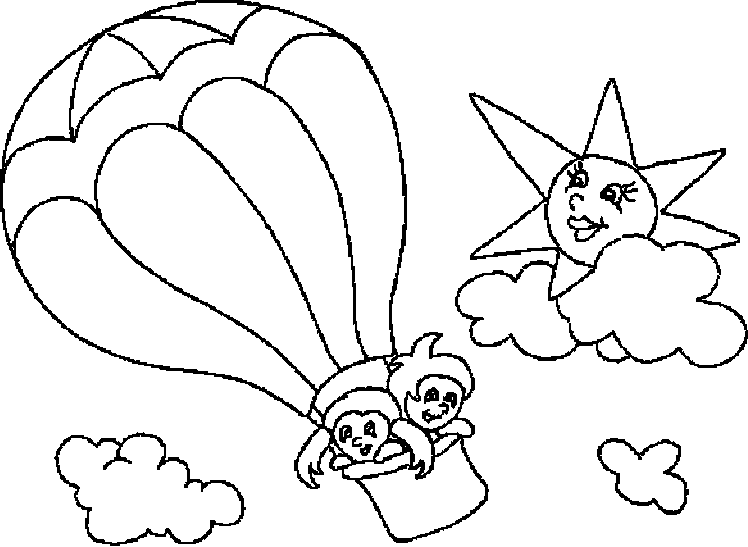 Air Balloon Outline Coloring Pages