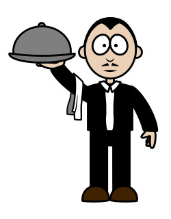 Cartoon waiter drawing lesson