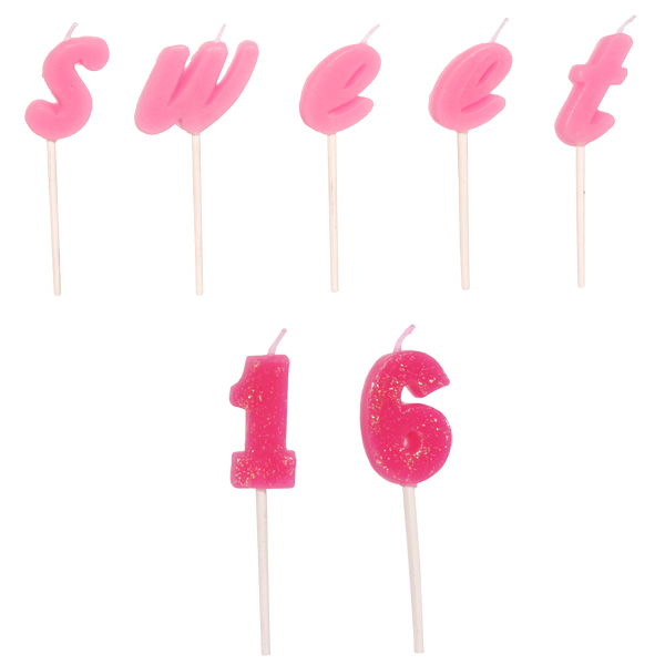 Sweet 16 Birthday Pick Candles (7 pcs.), FREE shipping offer, 50 ...