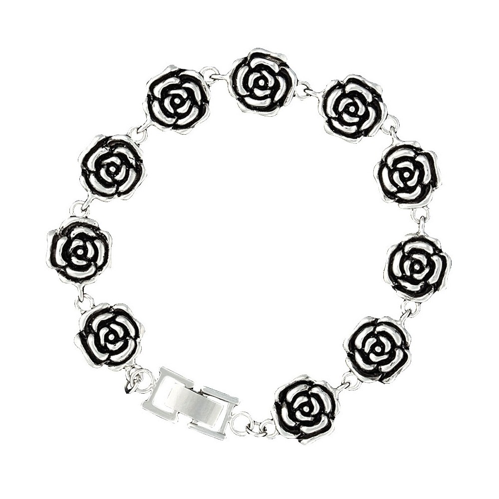 Antiqued Silver Rose-arie Link Bracelet (BC1377) | Montana ...