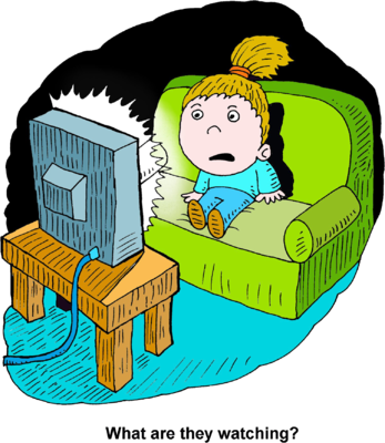 Image: Scared Girl Watching TV - What are they watching ...