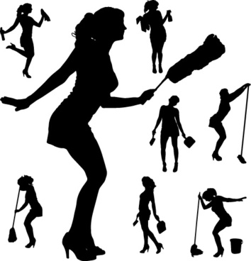 Free cleaning woman silhouette vector free vector download (8,138 ...