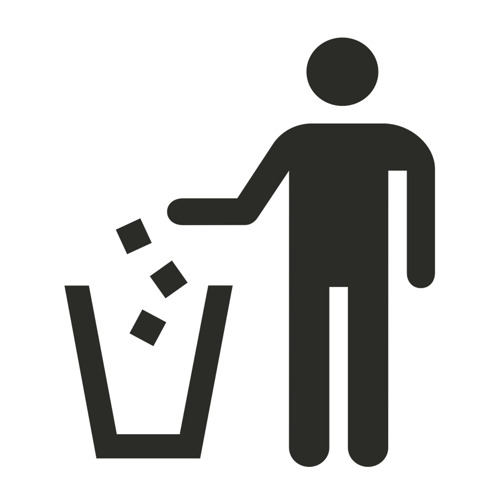 The trash can is in the right of the table clipart