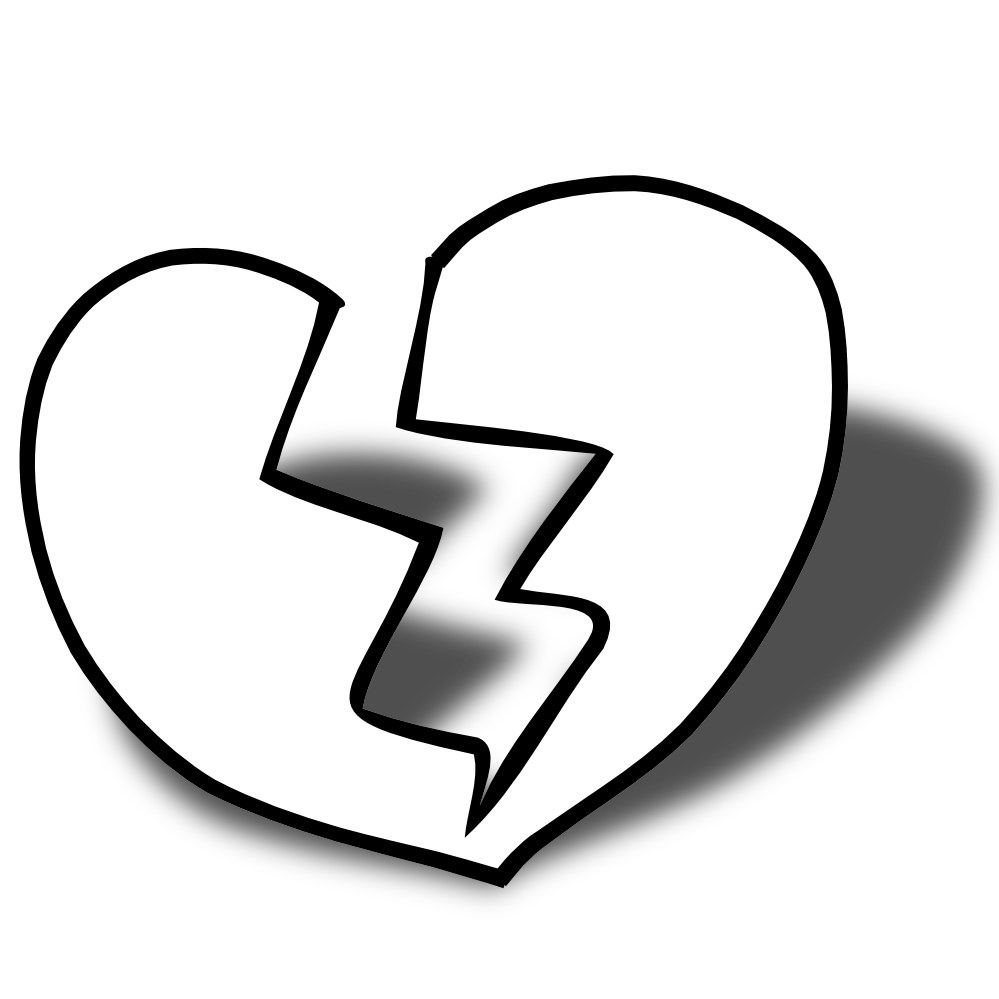 Broken Heart Clipart Black And White - Free ...