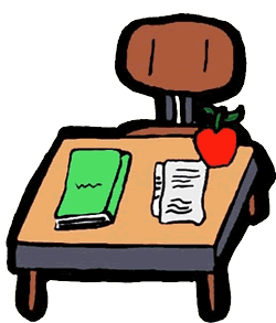 Messy student desk clipart
