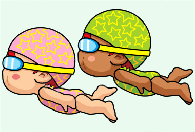 Swimming cartoon girl clipart