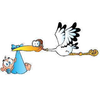 Clipart stork with baby